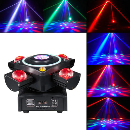 4-Arm Moving Head RGBW Beam Laser, DMX Stage Lighting, Club Lights for Disco Light Party