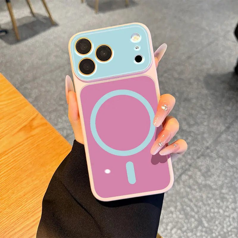 Dopamine Contrast Color Newly Upgraded with Magnetic Suction Suitable for Iphone17 16 15 14 13 plus Pro Max Magnetic Phone Case Contrast Color Full Lens Protection Compatible with Iphone 17 Pro Max Magnetic Phone Case No Paint Peeling, Anti-Fall An-Xs9527