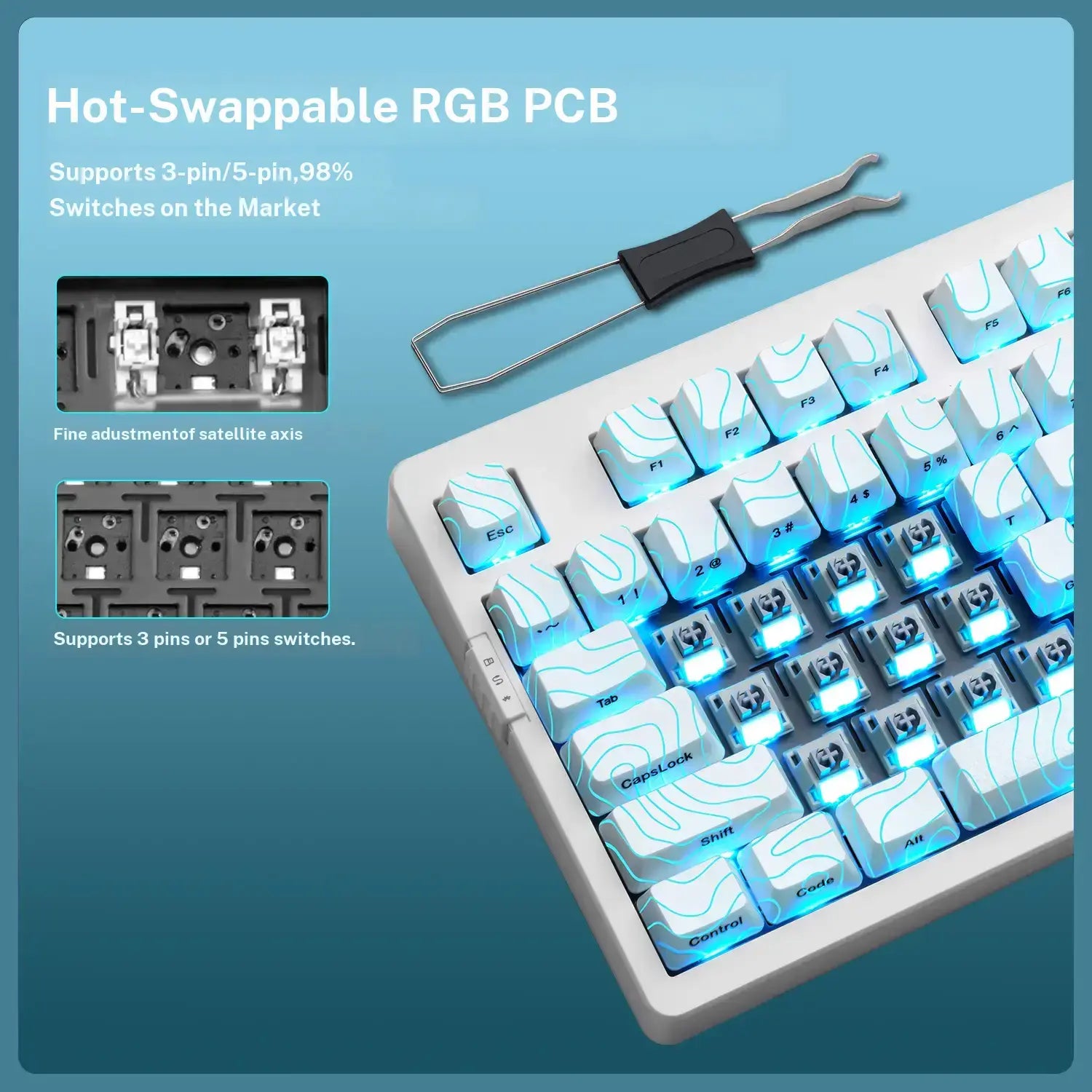 ZORNHER ZH980 95% Wireless Bluetooth Mechanical Gaming Keyboard, Black, Hot Swappable, Clicky, RGB Backlit, 2.4Ghz/Usb-C/Bt5.0, IMD Technology, Computer Peripherals, Gaming Items, Father'S Day Gift Idea, Back to School Shopping