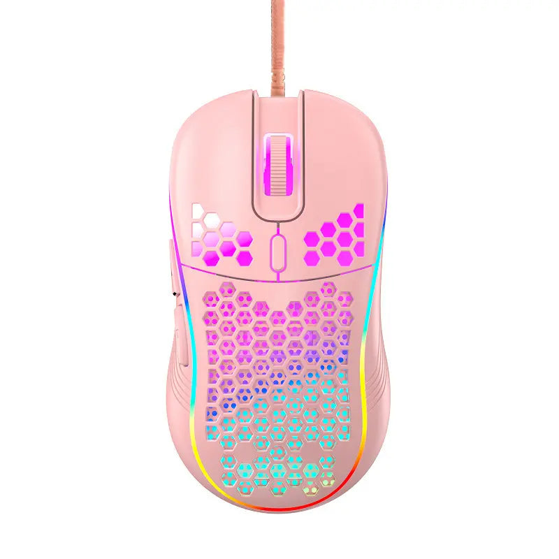 Honeycomb Wired Gaming Mouse, RGB Light with On/Off Switch, 7200 Adjustable DPI, Ergonomic Lightweight 100G Design, High Precision Optical Sensor, 6 Buttons 1.5M Cable, Compatible with PC Laptop Gamers