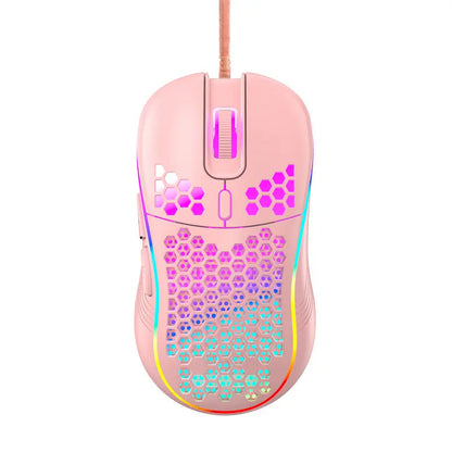 Honeycomb Wired Gaming Mouse, RGB Light with On/Off Switch, 7200 Adjustable DPI, Ergonomic Lightweight 100G Design, High Precision Optical Sensor, 6 Buttons 1.5M Cable, Compatible with PC Laptop Gamers