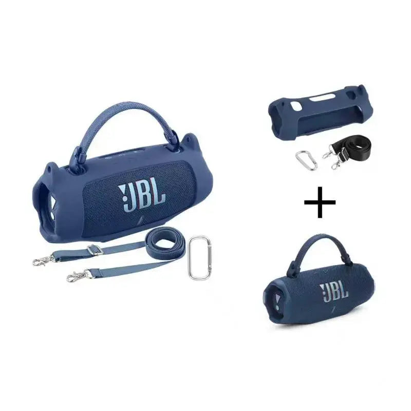 For JBL Charge 6 Waterproof Portable Bluetooth Speaker Silicone Case,Soft Protective Sleeve Cover with Shoulder Strap for JBL Charge 6 Speaker，This Product Comes with a Protective Case and a Speaker. Outdoor Travel Vanlife Party Waterproof