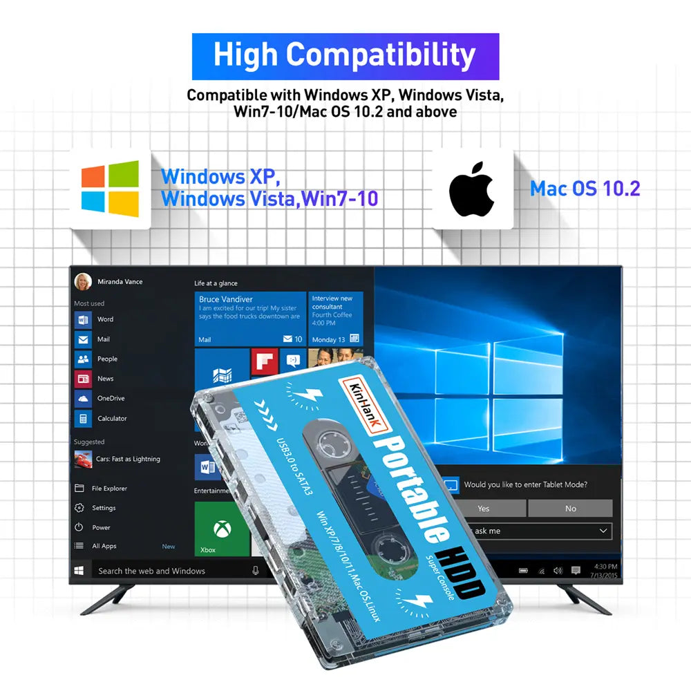 KINHANK 500GB Retro Gaming Hard Drive with 100,000 Games and 70 Emulators - Plug and Play Solution