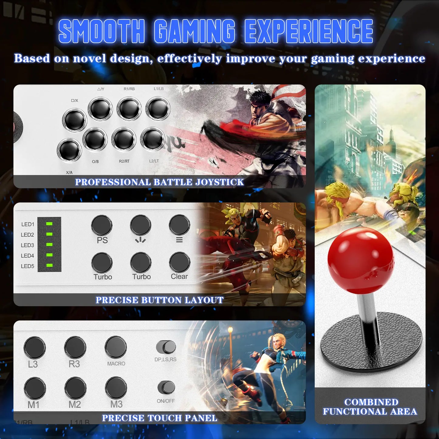 Nonbliep Wired Arcade Stick – Programming Function, Turbo Function, 9.8FT Braided Cable, Wired, for Playstation 5/Ps4/Pc/Android,Back to School,Back to School Haul