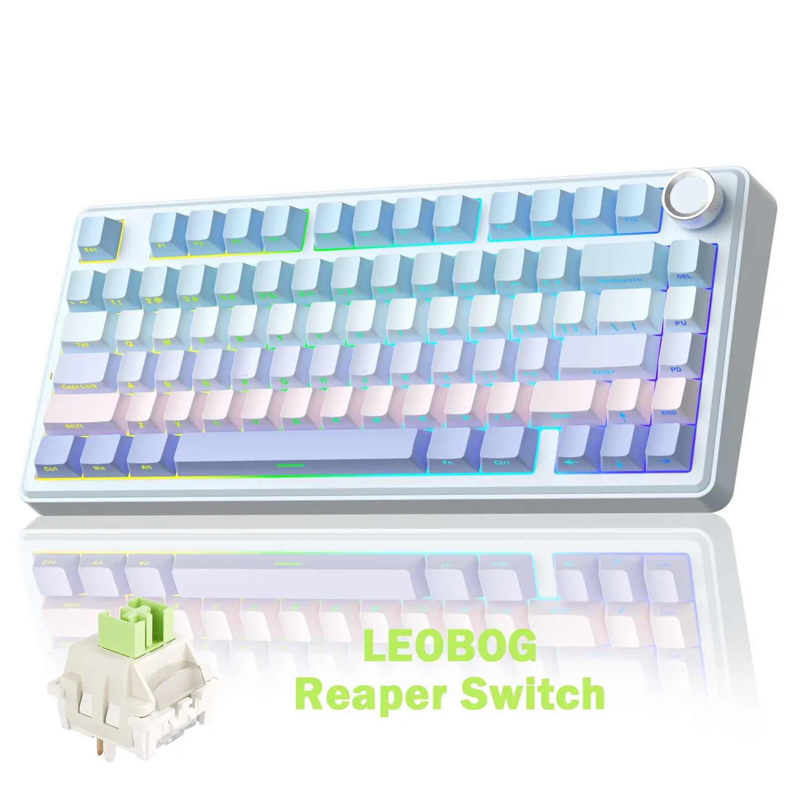 [New]Solakaka A75 Crystal White Wireless Keyboard, Cute RGB 75% Mechanical Keyboard, Tri-Mode Bluetooth/2.4G/Usb-C, Creamy Caramel Latte Linear Switch, Hot Swappable Aesthetic Keyboard for PC Mac Laptop,Back to School,Back to School Shopping