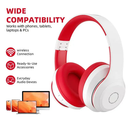 Over-Ear Wireless Bluetooth Headphones LED Light up Hybrid Noise Reduction Hi-Res Audio Deep Bass Hi-Fi Stereo 100H Long Playtime Foldable Lightweight Headset Soft Comfort Earpads Built-In Mic Compatible Ios/Android/Pc for Office Travel Gym Outdoor Black