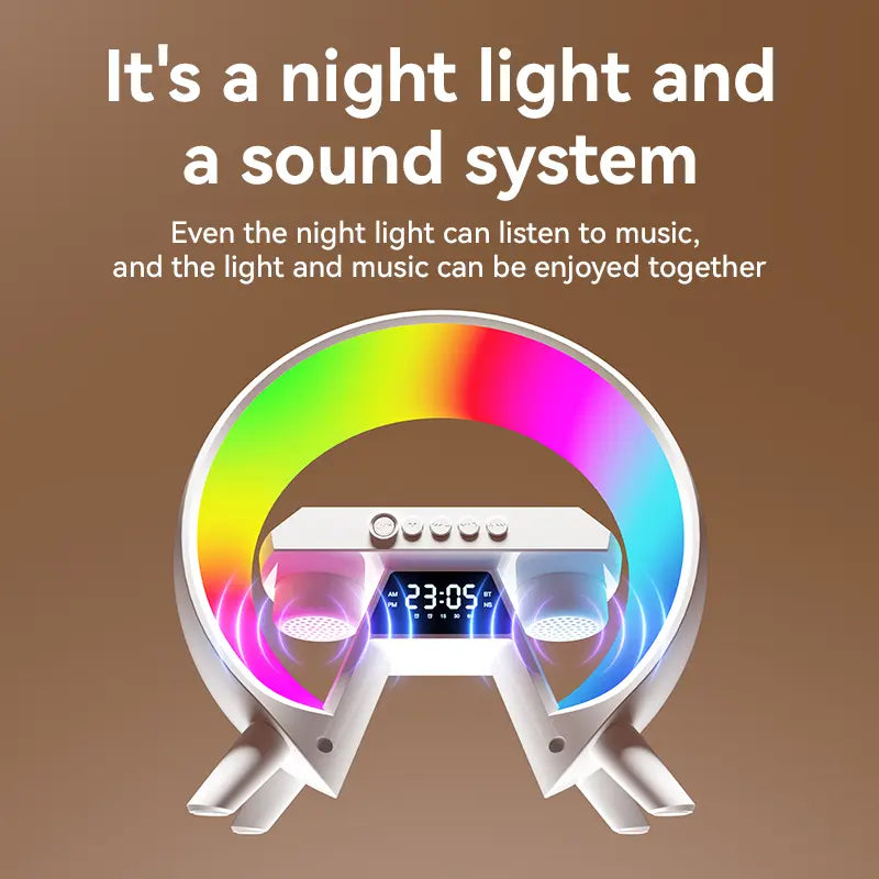 5-In-1 Wireless Charging Speaker – Bluetooth Clock Radio with 256 LED Light Modes, Night Light & Alarm – Qi Charging Pad for Phone Summergarden Portable Sound System Smartphone