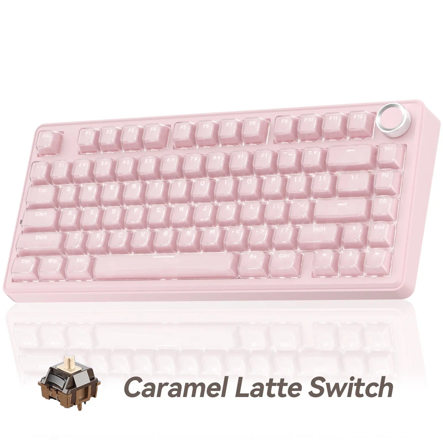 [New]Solakaka A75 Crystal White Wireless Keyboard, Cute RGB 75% Mechanical Keyboard, Tri-Mode Bluetooth/2.4G/Usb-C, Creamy Caramel Latte Linear Switch, Hot Swappable Aesthetic Keyboard for PC Mac Laptop,Back to School,Back to School Shopping