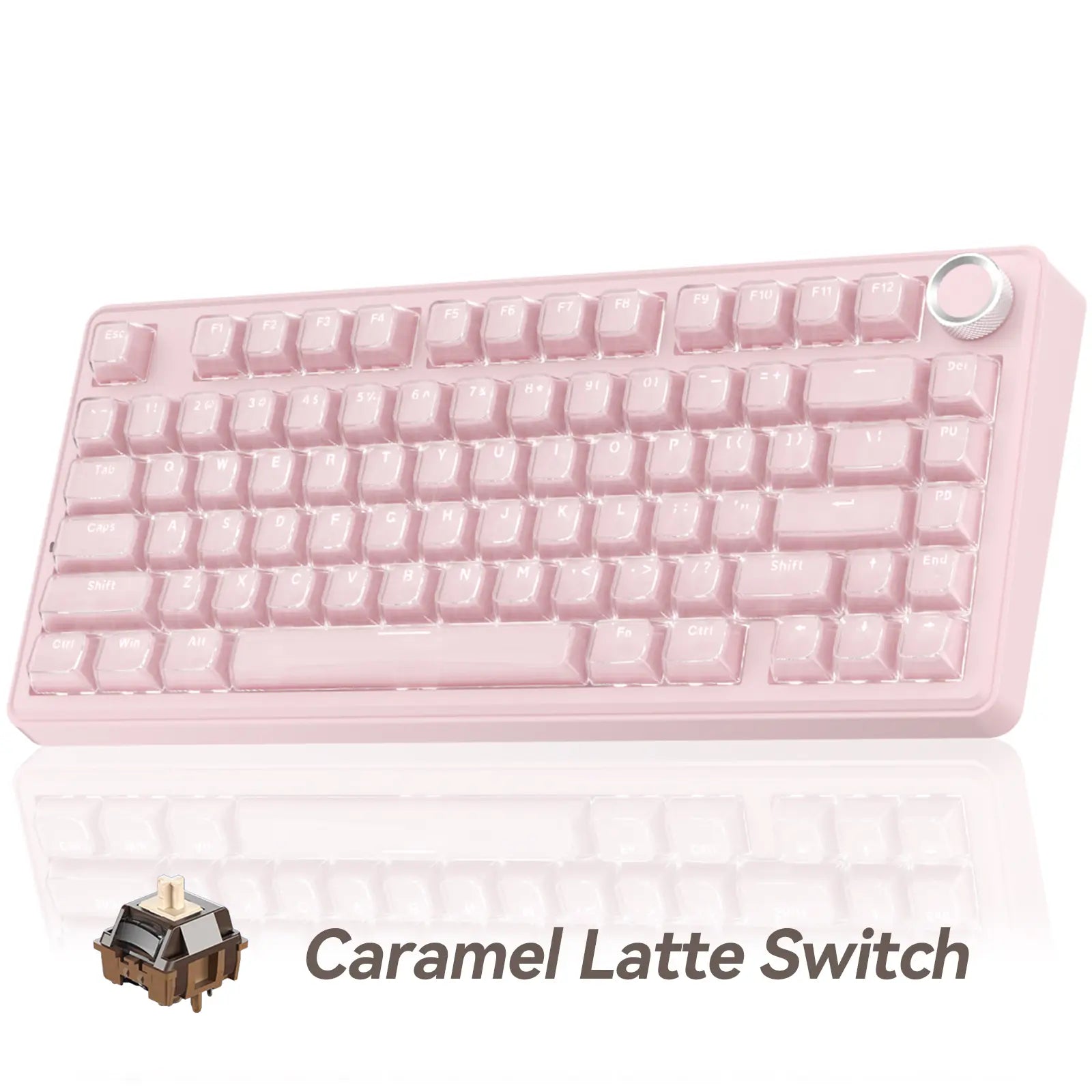[New]Solakaka A75 Crystal White Wireless Keyboard, Cute RGB 75% Mechanical Keyboard, Tri-Mode Bluetooth/2.4G/Usb-C, Creamy Caramel Latte Linear Switch, Hot Swappable Aesthetic Keyboard for PC Mac Laptop,Back to School,Back to School Shopping