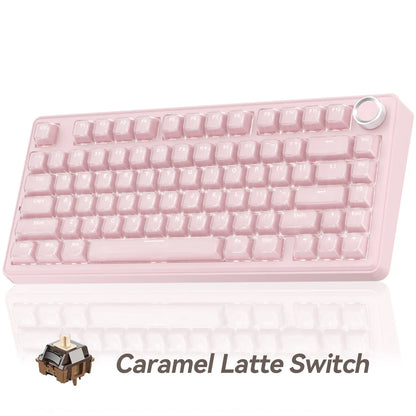 [New]Solakaka A75 Crystal White Wireless Keyboard, Cute RGB 75% Mechanical Keyboard, Tri-Mode Bluetooth/2.4G/Usb-C, Creamy Caramel Latte Linear Switch, Hot Swappable Aesthetic Keyboard for PC Mac Laptop,Back to School,Back to School Shopping