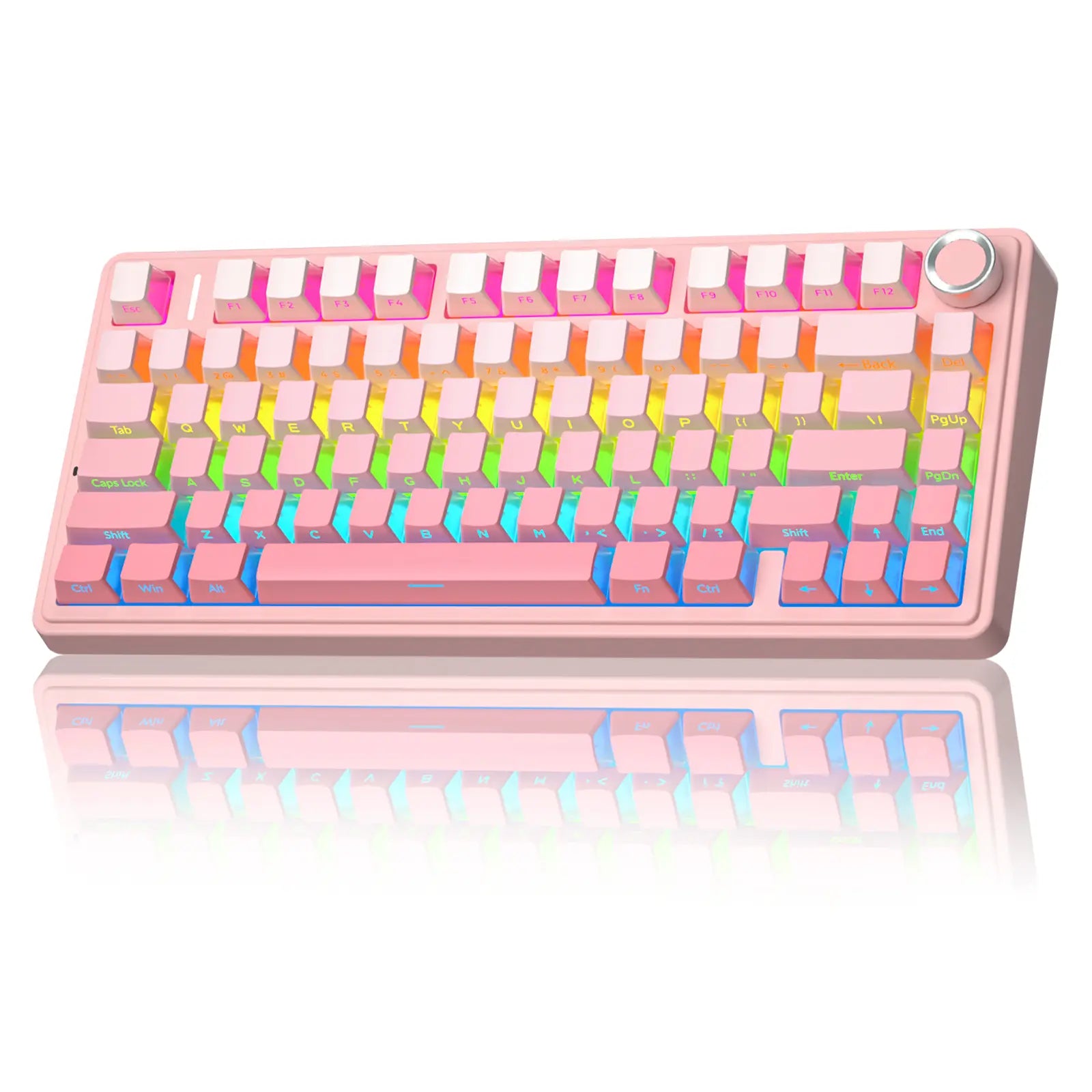 AULA F75 Pro Pink Aesthetic Bluetooth Keyboard - Creamy Silent Mechanical Keyboard with 3-Side Glow RGB Keycaps, Customizable Switches for Cute Desk Setup, Creamy Keyboard,Back to School,Back to School Haul
