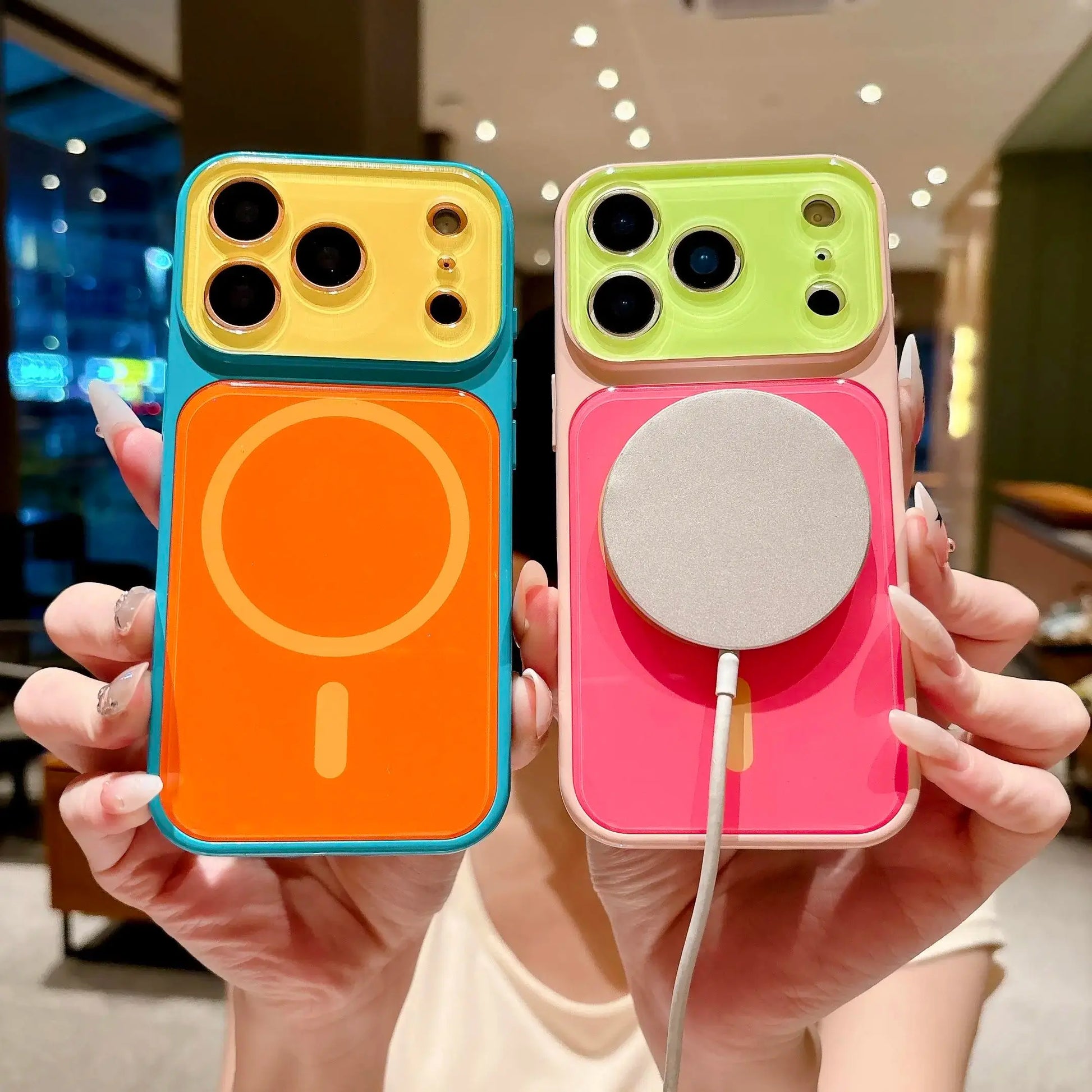 Dopamine Contrast Color Newly Upgraded with Magnetic Suction Suitable for Iphone17 16 15 14 13 plus Pro Max Magnetic Phone Case Contrast Color Full Lens Protection Compatible with Iphone 17 Pro Max Magnetic Phone Case No Paint Peeling, Anti-Fall An-Xs9527
