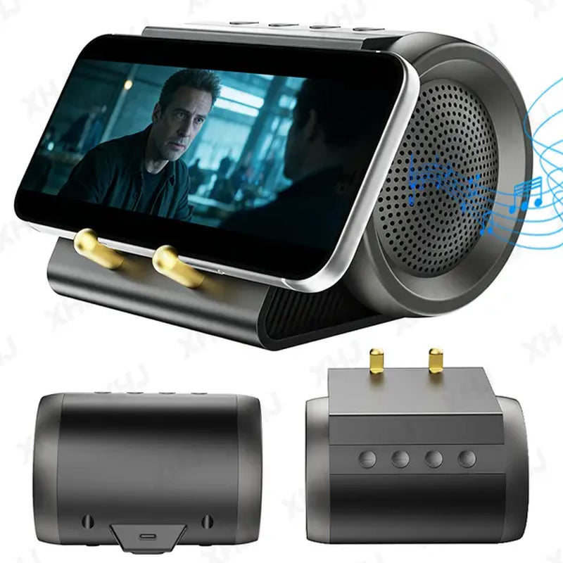 XHJ Portable Wireless BT Speaker with 3-In-1 Mobile Phone Mount, USB-C Compatible Audio Device, Fits Smartphones/Tablets, for Home & Car Use, Ideal Gift for Family, Bluetooth Speaker