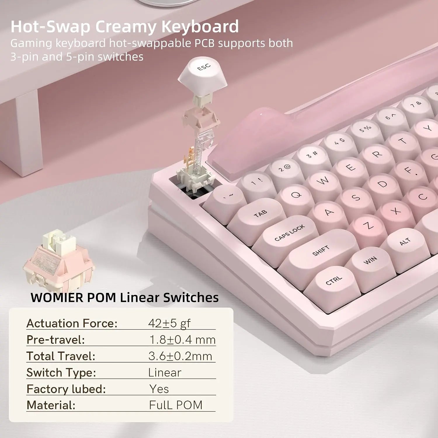 Womier K80 75% Mechanical Keyboard with Screen and Knob, Retro Creamy Wireless Bluetooth Gaming Keyboard Custom Clear Anime Light Box, Rgb/Hot Swappable/Pbt Keycaps, via Programmable for Mac/Pc
