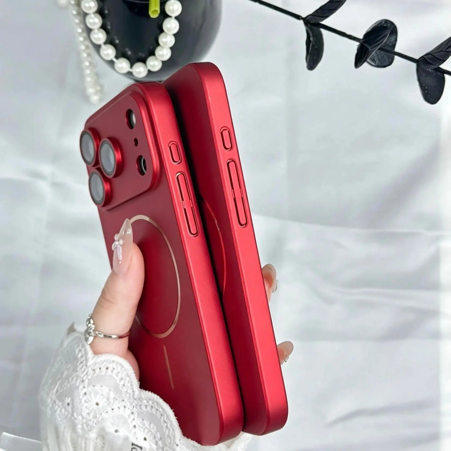 Matte Red Magsafe Smartphone Casing - Protector for Iphone 17,16,15,14,13 Pro Max,Pro,Plus,Full Camera Protection,Shock/Scratch Resistance,Wireless Charging Support,Strong Magnetic Connection,Durable Stylish for Daily Use, Accessories